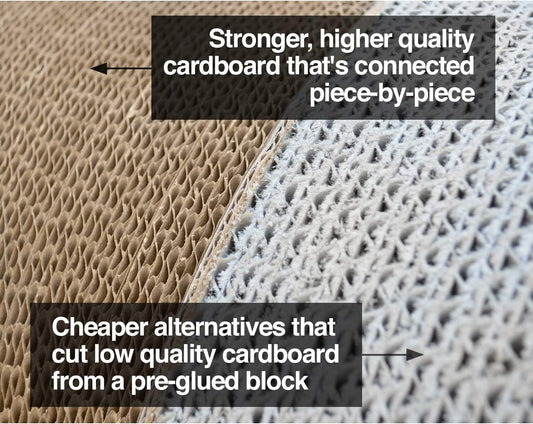 3-Sided Vertical Cat Scratching Post | Available in 18” & 24” |6 Usable Sides. Scratch; Play; & Perch | 100% Recyclable Cardboard Lounge