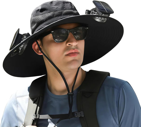 Wide Brim Solar Fan Hat - UPF 50+ for Fishing, Hiking & Beach