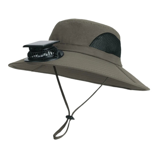 Wide Brim Outdoor Fishing Hat with USB Rechargeable Fan for Beach, Garden, Outdoor